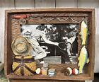 3D Fishing Fisherman Picture Photo Frame Rod Reels Fish Basket Hat 5”by 7”