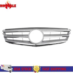 Front Bumper Grille Fits Benz C Class W204 W/LED Emblem C300/C350 08-14 Chrome - Picture 1 of 14