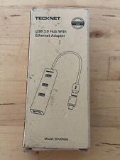 TECKNET Aluminum 3-Port USB 3.0 Hub w/ RJ45 10/100/1000 Gigabit Ethernet Adapter