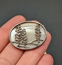 Signed Jez 925 Jezlaine Sterling Silver Tree Nature Mother Of Pearl Pin Brooch