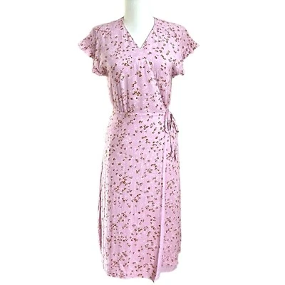 Vestido Midi Joie Bethwyn Wrap XXS Rosa Ditsy Floral Cottagecore Balletcore Brunch - Imagem 1 de 4