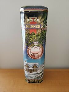 Conteneur d'allumettes en étain de bière Michelob - thème des vacances - Noël - Anheuser Busch
