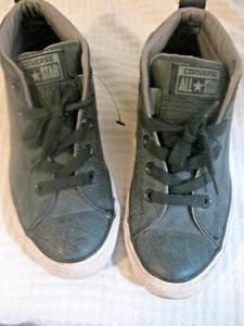 Converse Chuck Taylor All Star Junior 2 Charcoal Gray Leather Mid Top Shoes - Picture 1 of 14