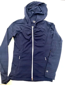Niñas Atleta Azul Marino Elástico Deporte Cremallera Con Capucha Chaqueta Top M 8 10 - Imagen 1 de 4