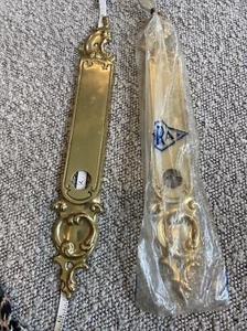 GRA Brass KNOB Back Plate Vintage New Ornate Design Set Of 2 10.5” Made Italy - Picture 1 of 6