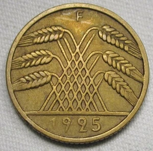 1925-F Germany 10 Reichspfennig CH XF Coin AE917 - Picture 1 of 2