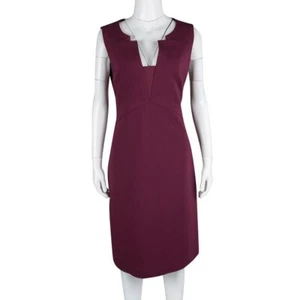Women's SIZE 10 Petite T Tahari Maroon Sleeveless Alex SHEATH DRESS - Picture 1 of 10