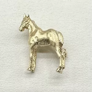 Spilla cavallo fuso vintage anni '50 Fisher and Co oro giallo massiccio 14k 0,75" 3D 3,3 g - Foto 1 di 9