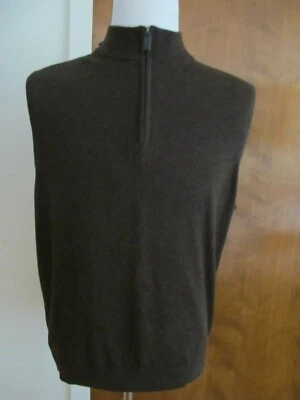 Daniel Cremieux 男式 Supima 棉 1/2 拉链套衫毛衣背心深棕色 L — 第 1/4 张图片