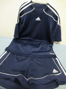 P44 Girls size 16 Adidas 2 Piece Athletic Shirt and Short Set Navy - Picture 1 of 14