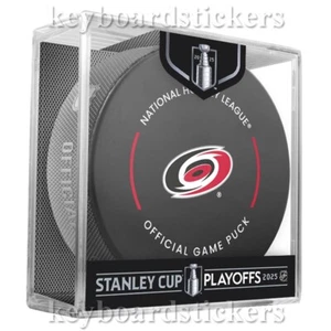 2025 NHL Stanley Cup Playoffs Carolina Hurricanes Official Game Puck w/Cube -NEW - Picture 1 of 2