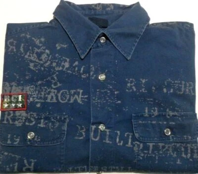 Ripcurl Mens Size Large Blue Snap Button Long Sleeve Shirt - Image 1 of 4