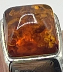anello vintage in ambra sterling 925 misura 6 naturale terroso - Foto 1 di 14
