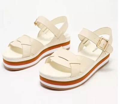 Nuevas Sandalias Kelsi Dagger Breezenil Cuero Plataforma Hebilla Sal Marfil Talla 7M Foto 1 de 4