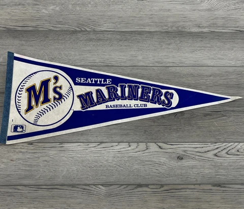 Vintage 30" Seattle Mariners Pennant Felt Bright Color Rare Cover