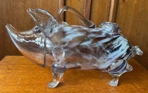 Antique Glass Gin Pig Decanter Murano? 9.5" long - Picture 1 of 9