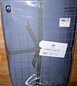 PORT WILLIAM BLUE 300 Thread Count Fine Cotton SINGLE Duvet Cover Set Lyndon co. - Picture 1 of 4