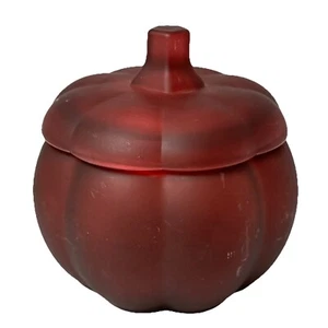 Tarro de calabaza de vidrio esmerilado rojo umbral con tapa otoño Halloween - Imagen 1 de 7