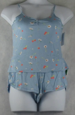 Conjunto de pijama corto sin mangas Honeydew para mujer de 2 piezas, fresas azules, grande Foto 1 de 4