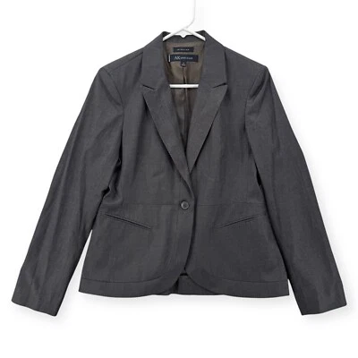 Anne Klein Stretch Blazer Womens Size 8 Gray Lightweight Button Suit Jacket NWT - Image 1 of 4