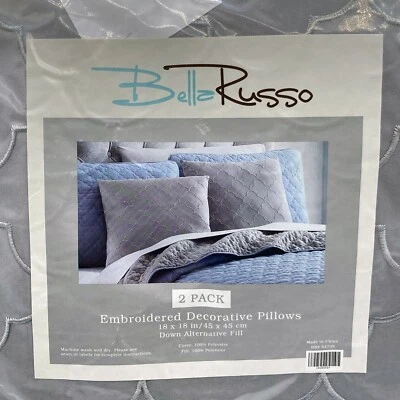 Almofadas decorativas bordadas Bella Russo 2 peças cinza 18x18 quadrado - Imagem 1 de 4