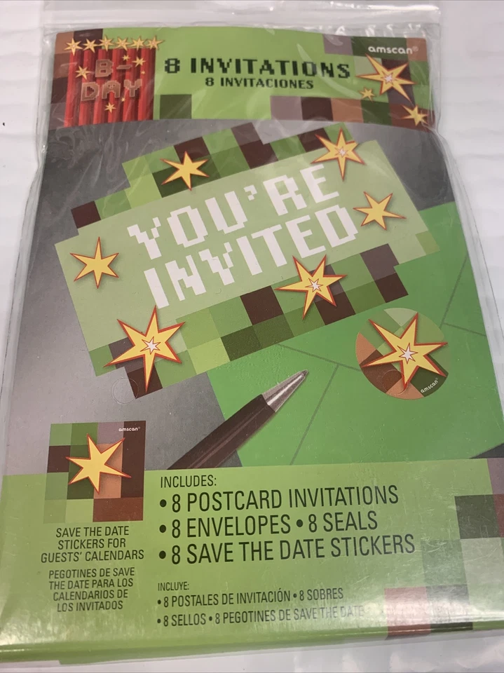 TNT PARTY INVITATION SET Of 8 Birthday Supplies Stationery Cards Notes Building - Image 1 of 1