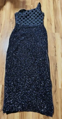 Vestido de graduación Scala azul marino brillante lentejuelas talla 6 (M) largo vestido formal elegante  Foto 1 de 4