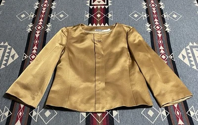 Chaqueta Blazer Barneys New York Mujer Dorado Satinado Hecha en Italia Talla 42/8 T40 Foto 1 de 4