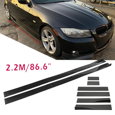 Carbon Fiber 2.2m Side Skirt Extensions Rocker Panel For BMW - Изображение 1 из 4
