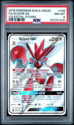 2018 Pokemon Sun & Moon Celestial Storm Scizor GX #158 Fa Celestial Storm PSA 8 - Image 1 of 2