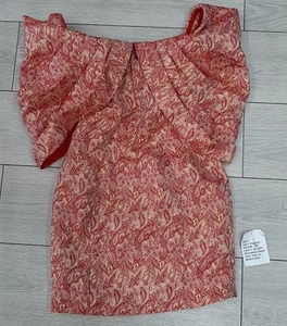 Asos Luxe Pleated Bardot Jacquard Mini Dress In Paisley Uk Size 8 - Picture 1 of 4