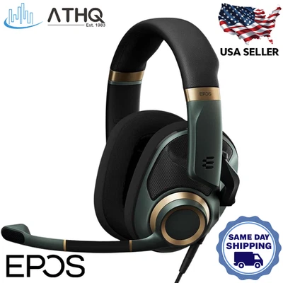 EPOS H6PRO Open Acoustic Wired Gaming Headset with Detachable Mic Green NEW