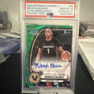 2024 Bowman Chrome Mikayla Blakes 55 Green Wave Auto - Bild 1 von 2