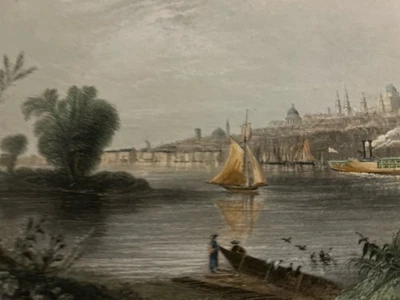 Albany W.H. Bartlett Coloreado a Mano Grabado por C. Cousen 1839 Raro Foto 1 de 4