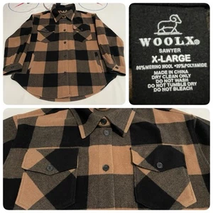 Mujer WoolX Sawyer Cazadora Camisa Chaqueta Lana Merino Camel Cuadros XL ¡Como Nueva! - Imagen 1 de 9