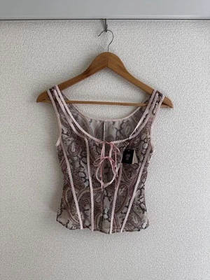 ANNA SUI Pink Multicolor Paisley Camisole Rare Unused w/Tag Preowned Auth Japan - Image 1 of 4