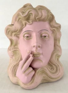 Tarro de tabaco Schafer & Father rosa bisque señora fumadora Art Nouveau c1890 - Imagen 1 de 14