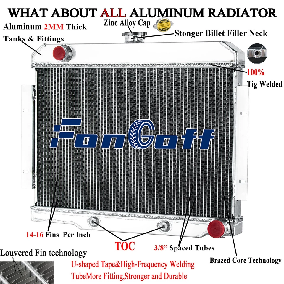 Aluminum 3Row Radiator For 1972~1986, 1977 Jeep CJ5 CJ6 CJ7 Scrambler 3.8L 4.2L Foto 1 de 4