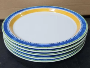 DANSK BISTRO MIKROWELLENGEEIGNETE TELLER BLAU/GELB ~ 5ER SET - Bild 1 von 3