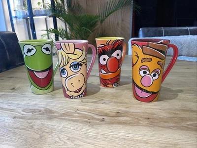 The Muppets 4 tall mugs: Kermit Piggy Animal & Fozzie. Rare. Muppet Christmas  - Image 1 of 4
