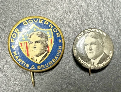 1915 MARTIN G BRUMBAUGH FOR GOVERNOR PENNSYLVANIA CAMPAIGN PIN BUTTONS M97 - Image 1 of 4