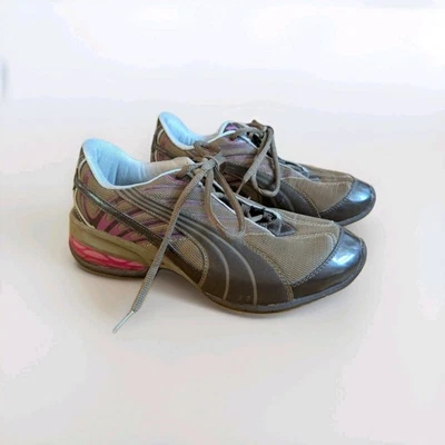 Y2K彪马棕色粉色系带运动鞋女式7码 — 第 1/4 张图片