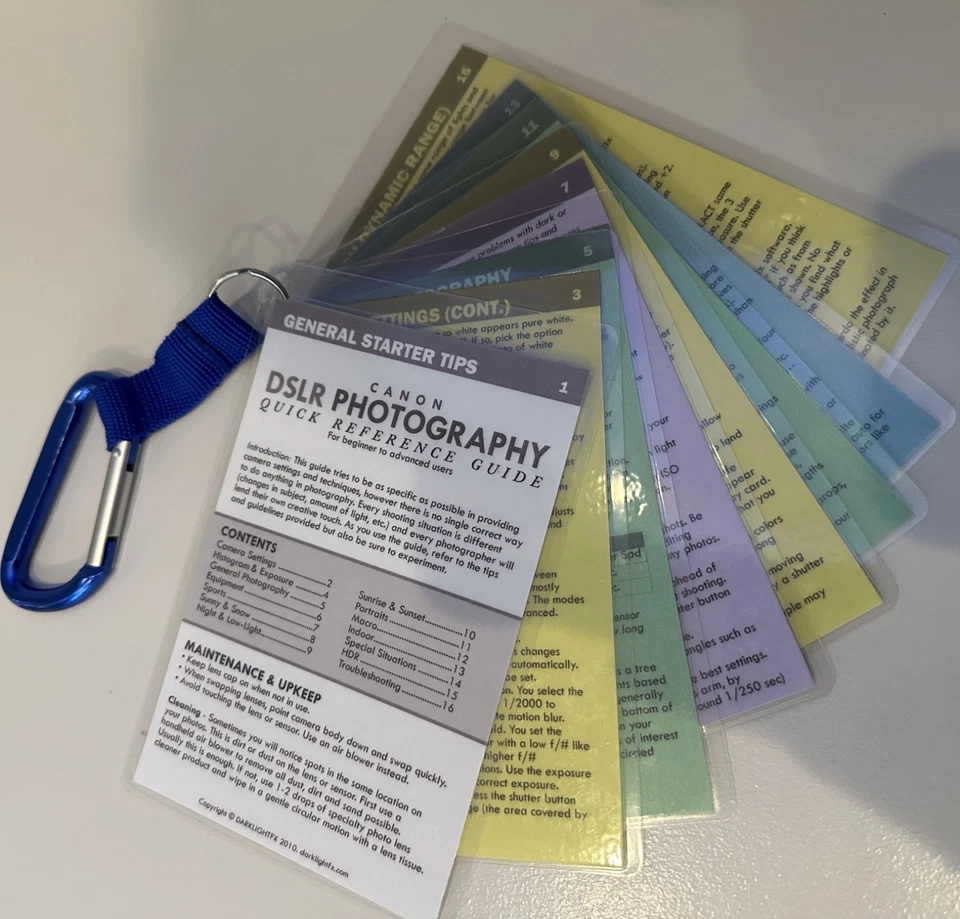 GUÍA DE CAMPO RÁPIDA / Hojas de trucos para Canon DSLR EOS 90D 80D 77D 70D 60D 50D 40D Foto 1 de 1