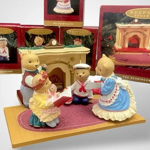 Juego completo de adornos Hallmark Bearingers 1993 chimenea exhibición decoración de Navidad - Imagen 1 de 10