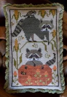 Plum Street Samplers Counted Cross Stitch Pattern ~ Raccoon Rabble ~ - Image 1 of 2