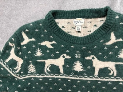 Suéter pesado J Crew Corderos Lana Fair Isle Pato Labrador Perro Navidad Caza XL Foto 1 de 4