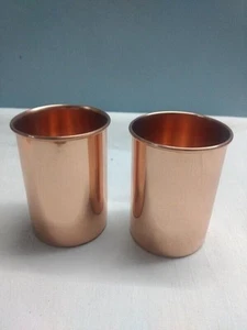 2 Lovely 100% Pure Copper Glass Weight Loss Digestion Health Diwali Gift Barware - Picture 1 of 4
