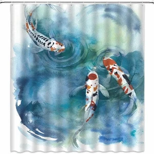 Cortina de ducha Koi Fish 70x70 pulgadas tela de poliéster - Imagen 1 de 6
