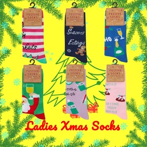  Neuheit Baumwolle reich Weihnachten unhöflich lustig Slogan Damensocken mittlere Wade Größe UK 4-8 - Bild 1 von 15
