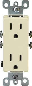 Leviton 05325-0IS 15A 125V Decora Duplex Ivory Outlet 4.2 H x 1.3 W in. - Picture 1 of 1